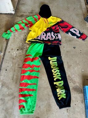 Jurassic Park Colorblock Hoodie & Sweatpants dumbgood large